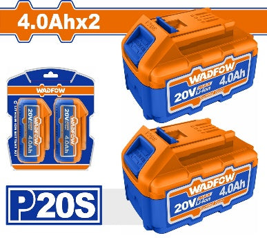 WADFOW 2Pcs 20V 4.0Ah طقم بطاريات ليثيوم Wadfow