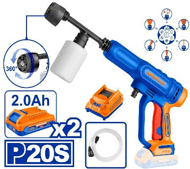WADFOW 20V 24.8 2Batt 2Ah+Char BL فرد غسيل  بطارية 6 حركات Wadfow
