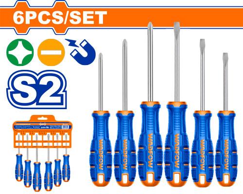 WADFOW 6 Pcs  S2  طقم مفكات كوتشوك Wadfow
