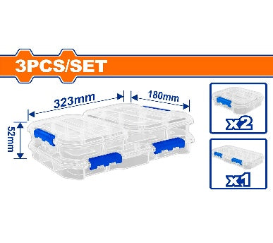 WADFOW 3Pcs طقم علب براغي شفاف Wadfow