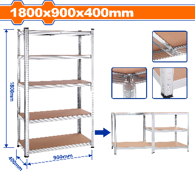WADFOW W900mm x D400mm x H1800mm   ستاد خمس رفوف Wadfow