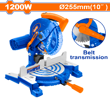WADFOW 1200 W  255x25.4mm 0-45°  مقطع خشب والمنيوم على الكهرباء Wadfow