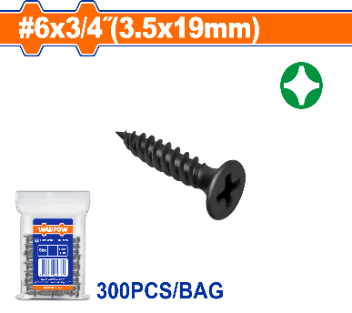 WADFOW 300 Pcs  6 x 3/4" (3.5x19mm)   برغي اسود خشابي مصالب Wadfow