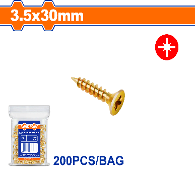 WADFOW 200 Pcs  3.5 x 30 mm   برغي اصفر خشابي مصالب Wadfow