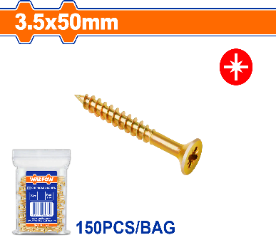 WADFOW 150 Pcs  3.5 x 50 mm   برغي اصفر خشابي مصالب Wadfow