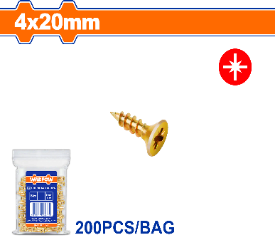 WADFOW 200 Pcs  4 x 200 mm   برغي اصفر خشابي مصالب Wadfow