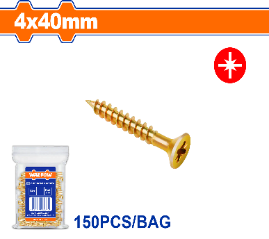 WADFOW 150 Pcs  4 x 40 mm   برغي اصفر خشابي مصالب Wadfow