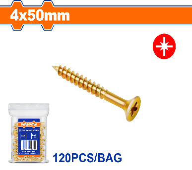 WADFOW 120 Pcs  4 x 50 mm   برغي اصفر خشابي مصالب Wadfow