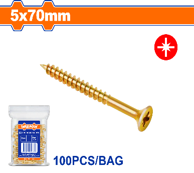 WADFOW 100 Pcs  5 x 70 mm   برغي اصفر خشابي مصالب Wadfow