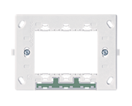 Four white electronic module frames with green circuitry on a white background