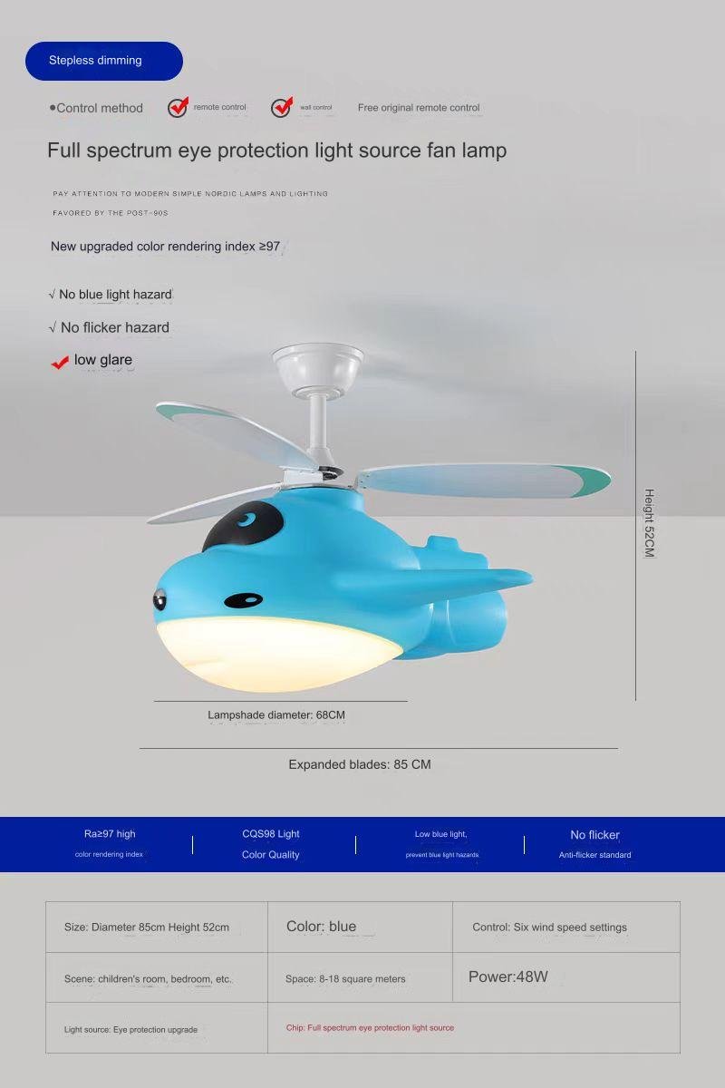 AUR - KID - 661BL Blue Airplane Ceiling Light Fan for Kids Room - Lighting - Aura Lighting - Azar Group