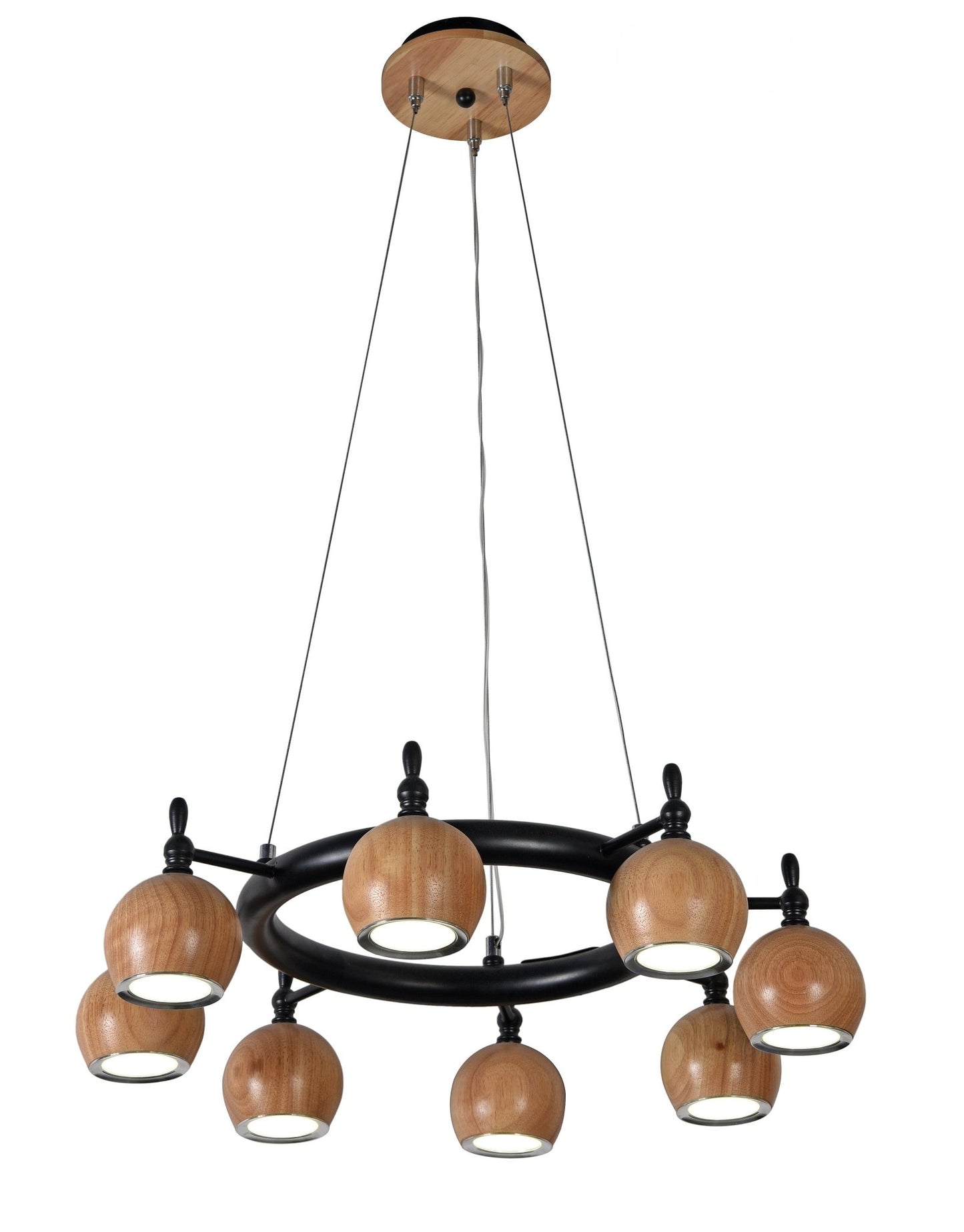 AUR - M560 - 8 - 40W - WD Rustic Wooden Pendant Light with Circular Frame - Lighting - Aura Lighting - Azar Group
