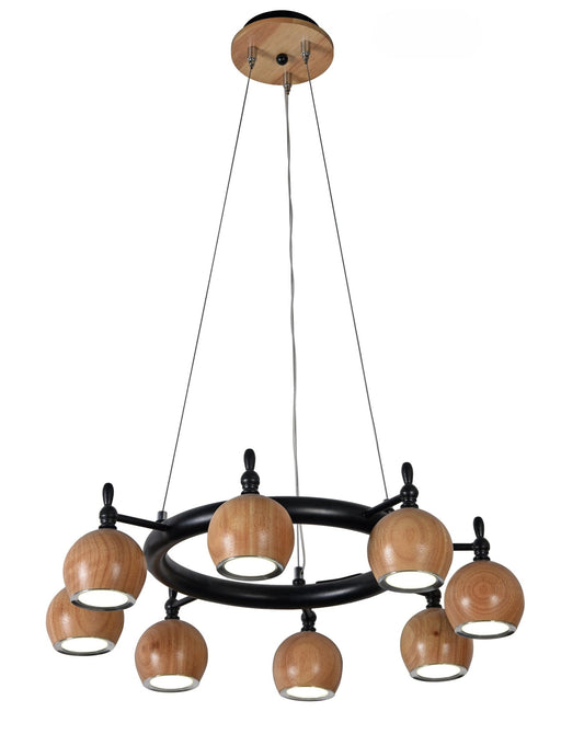 AUR - M560 - 8 - 40W - WD Rustic Wooden Pendant Light with Circular Frame - Lighting - Aura Lighting - Azar Group