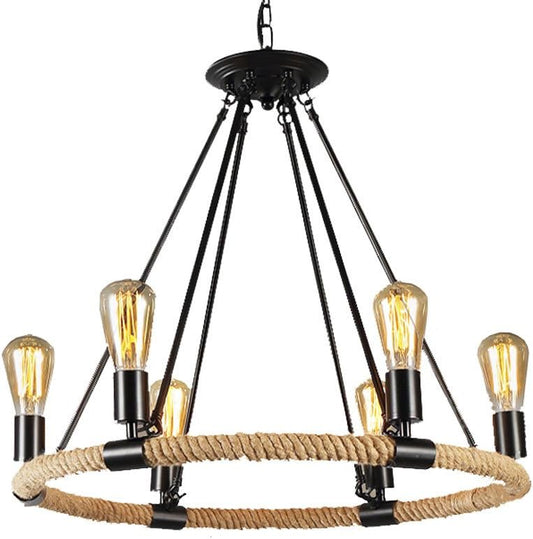 AUR - PEND - 8801 - D6 Ganges 6 Light Up Chandelier with Black Finish - Lighting - Aura Lighting - Azar Group