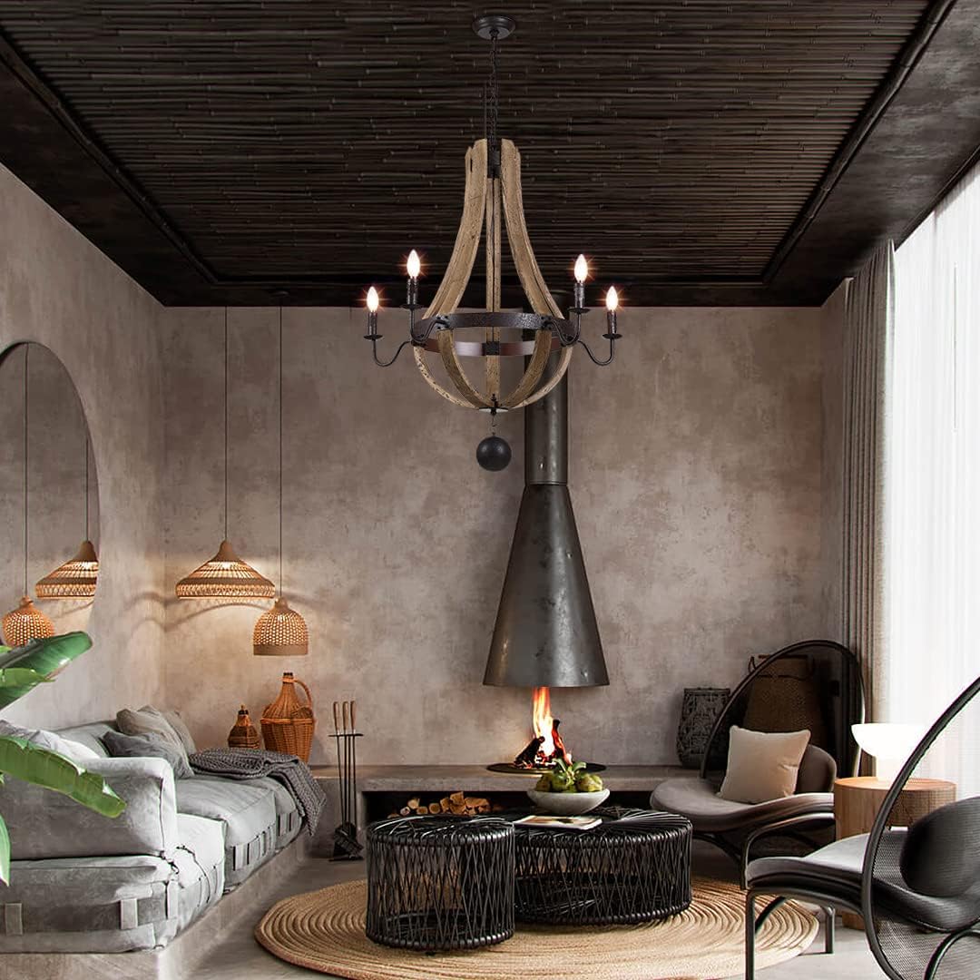 AUR - PEND - SY88020 - 5S Rustic Wine Barrel Chandelier - Lighting - Aura Lighting - Azar Group