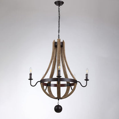 AUR - PEND - SY88020 - 5S Rustic Wine Barrel Chandelier - Lighting - Aura Lighting - Azar Group