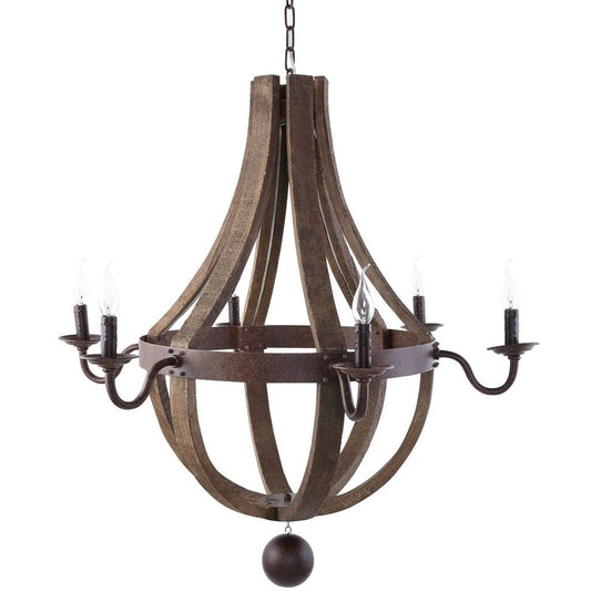 AUR - PEND - SY88020 - D6 Vintage Wood Wine Barrel Chandelier - Lighting - Aura Lighting - Azar Group