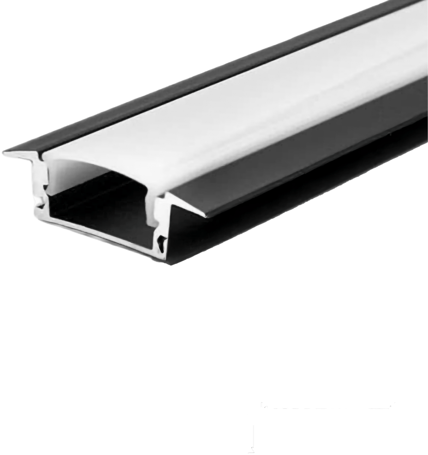 Aura Aluminum Black Profile 17×07mm Recessed Mounted with Milky Cover - Aura Lighting - Azar Group