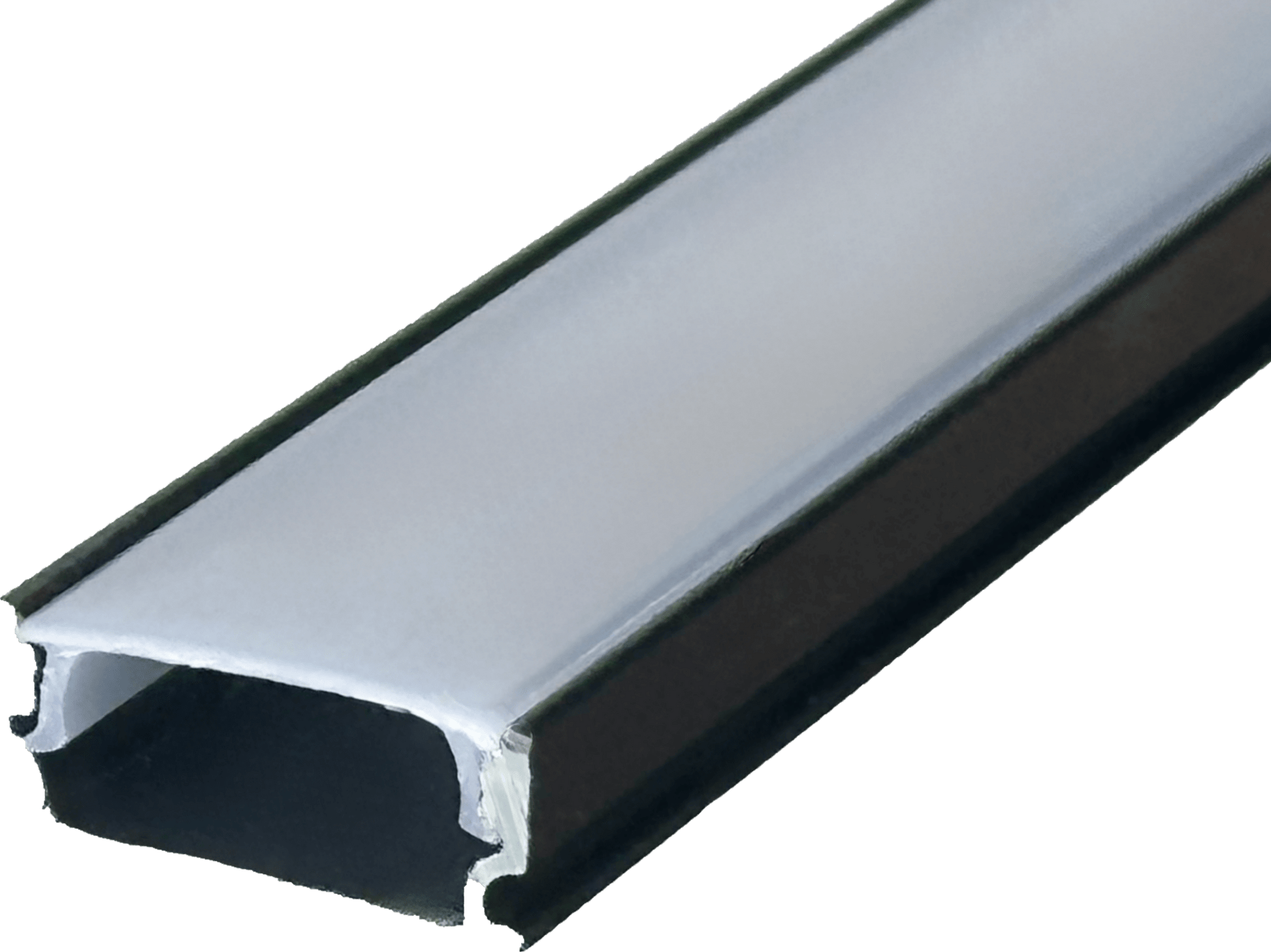 Aura Aluminum Black Profile 20×10mm Surface Mounted with Milky Cover - Aura Lighting - Azar Group