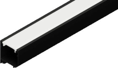 Aura Aluminum Black Profile 20×20mm Surface Mounted with Milky Cover - Aura Lighting - Azar Group