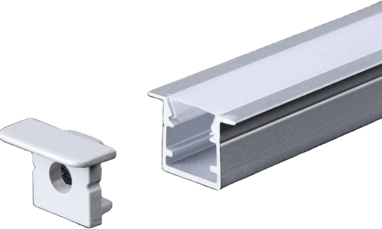 Aura Aluminum Silver Profile 10×10mm Recessed Mounted with Milky Cover - Aura Lighting - Azar Group