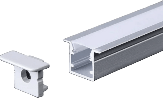 Aura Aluminum Silver Profile 10×10mm Recessed Mounted with Milky Cover - Aura Lighting - Azar Group