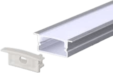 Aura Aluminum Silver Profile 23×10mm Recessed Mounted with Milky Cover - Aura Lighting - Azar Group