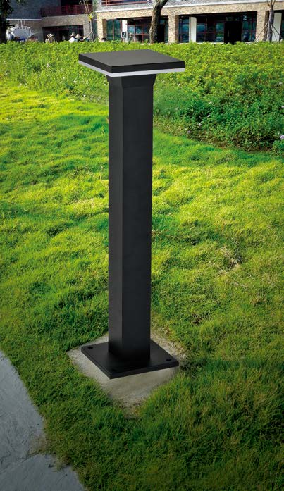 AURA Garden Bollard Light – Square, Dark Grey, 80 cm (12W, Natural White 4000K) – garden installation view