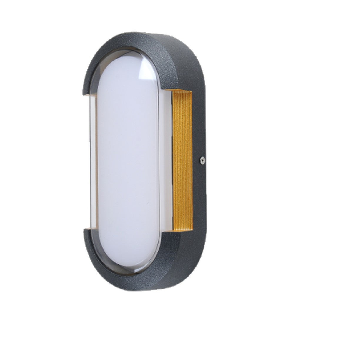 AURA Outdoor Wall Light – Oval, Black & Gold (12W, Warm White 3000K)