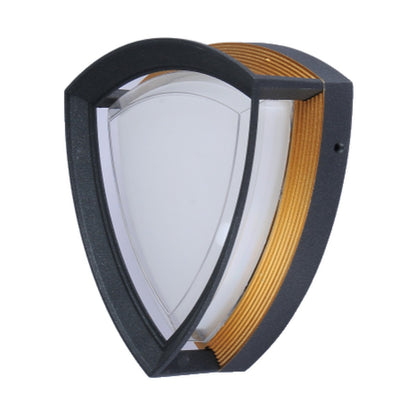AURA Outdoor Wall Light – Shield, Black & Gold (12W, Warm White 3000K)