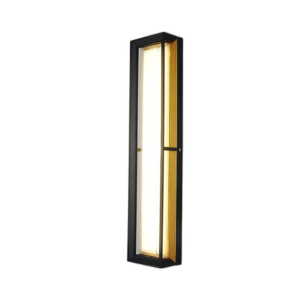 AURA Outdoor Wall Light – Slim Rectangular, Black & Gold, 60 cm (24W, Warm White 3000K)