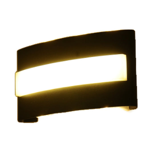 AURA Outdoor Curved Wall Light – Black, 18 cm (12W, Warm White 3000K)
