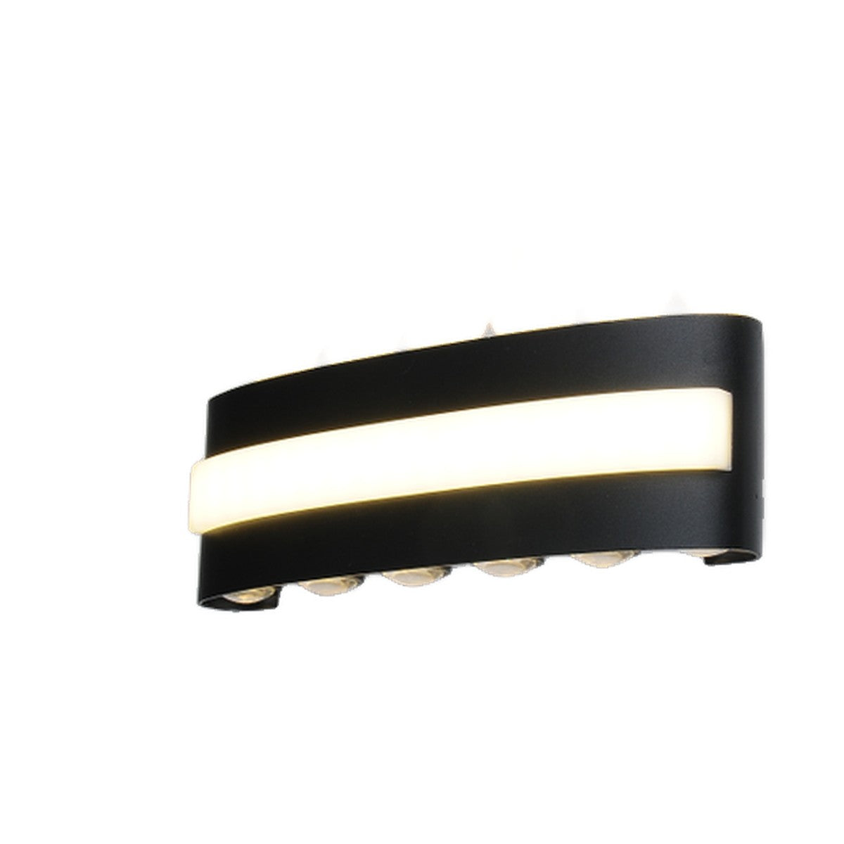 AURA Outdoor Curved Wall Light – Black, 30 cm (12W, Warm White 3000K)