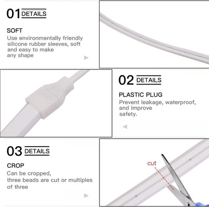 Aura Neon LED Strip with Cover 24V 10W 1212 (5CM Cut, 12MM Width, Dimmable) - Aura Lighting - Azar Group