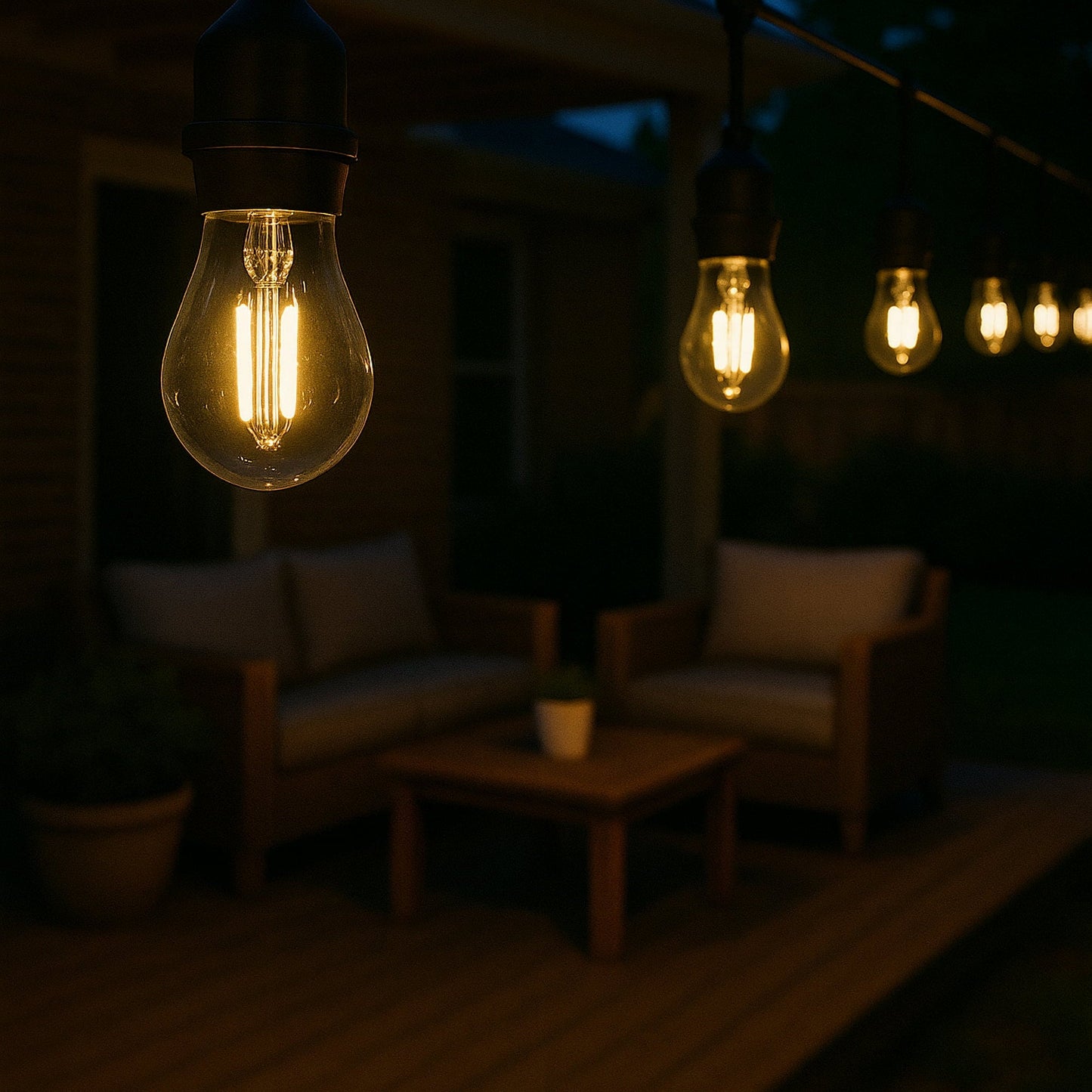 Aura Outdoor Festoon String Lights - 5 Meters, 10 LED Bulbs (3000K Warm White) Aura Lighting