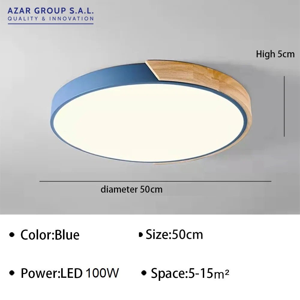 Blue + Wood Macaron LED 50CM 100W Ceiling Light 4000K - Aura Lighting - Azar Group
