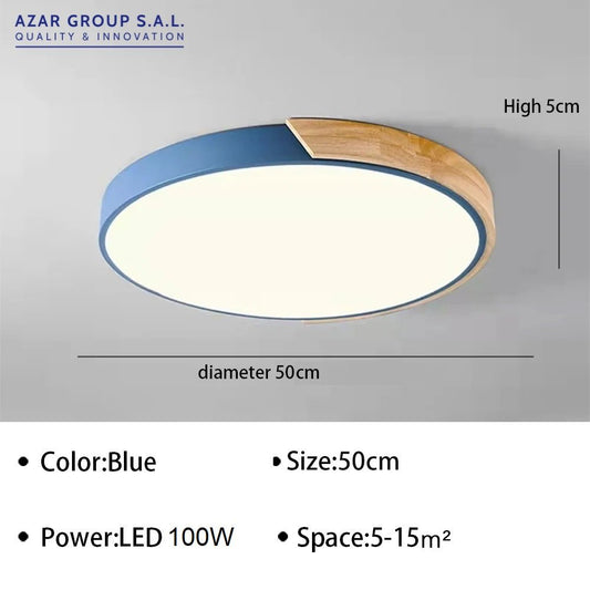 Blue + Wood Macaron LED 50CM 100W Ceiling Light 4000K - Aura Lighting - Azar Group