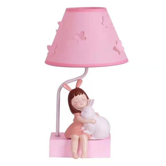 AUR-KID-T238PK Pink Girl Bunny Table Lamp