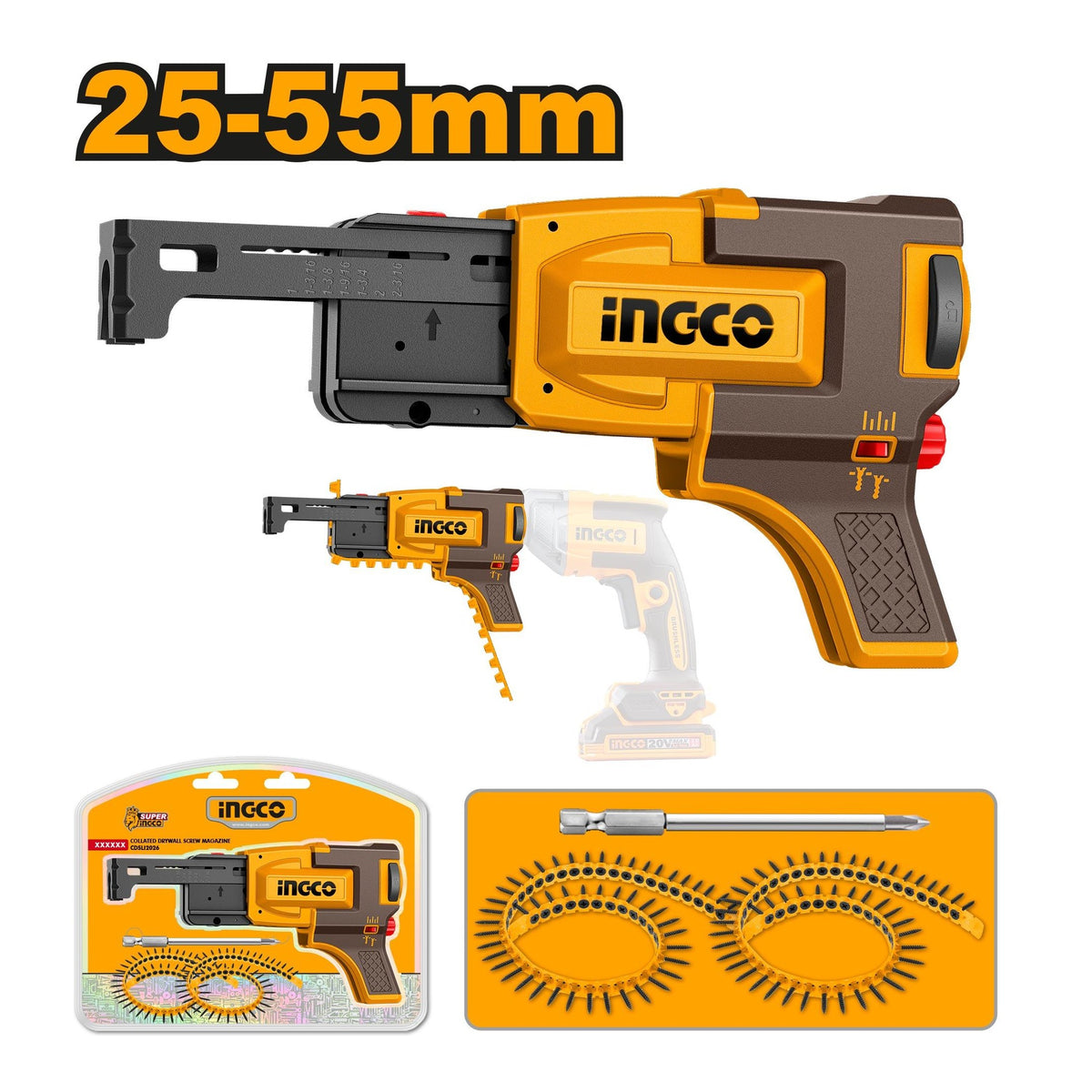 INGCO Collated Screw Magazine for Drywall Screwdriver 25-55mm CDSLI2026