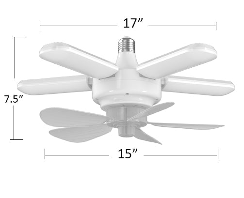 Ceiling Fan Light 60W E27 6000LM 3CCT 3000K/4500K/6500K with 4 Adjustable Panels - LED Lights & Lighting - Aura Lighting - Azar Group