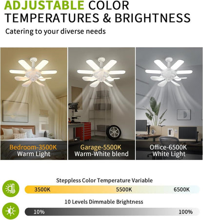 Ceiling Fan Light 60W E27 6000LM 3CCT 3000K/4500K/6500K with 4 Adjustable Panels - LED Lights & Lighting - Aura Lighting - Azar Group