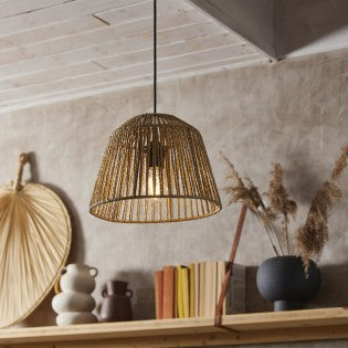 AURA Woven Paper Rope Bell Pendant Light - 23cm Aura Lighting