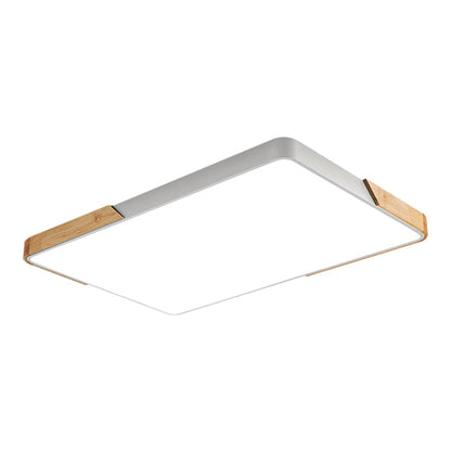 White + Wood  Macaron LED 190W Rectangle 120x60 Ceiling Light 4000K