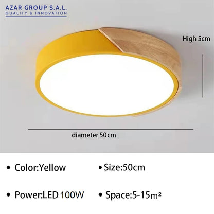 Yellow + Wood Macaron LED 50CM 100W Ceiling Light 4000K