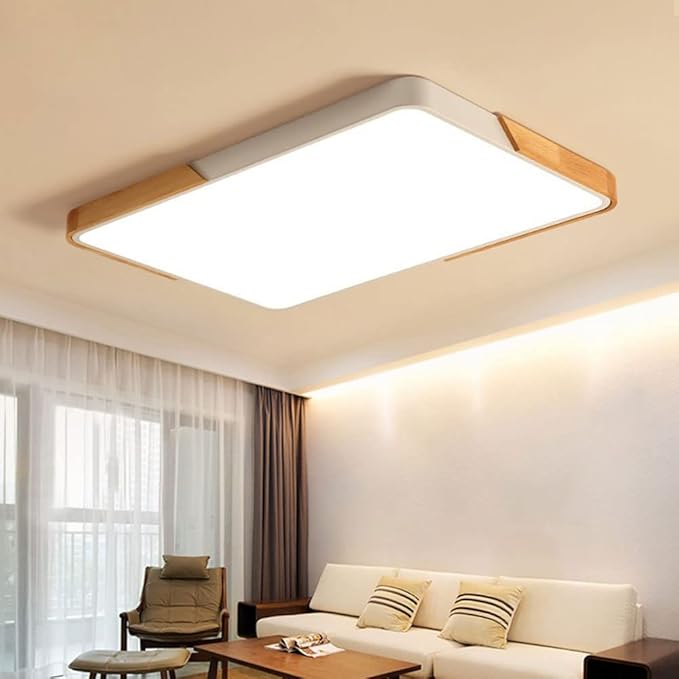 White + Wood  Macaron LED 190W Rectangle 120x60 Ceiling Light 4000K