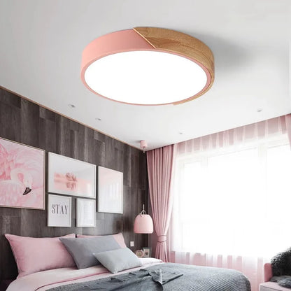 Pink + Wood Macaron LED 50CM 100W Ceiling Light 4000K