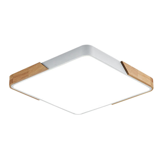 White + Wood  Macaron LED 100W Square 50x50 Ceiling Light 4000K