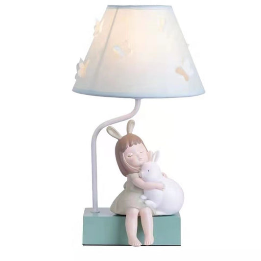 AUR-KID-T238BL Blue Girl Bunny Table Lamp