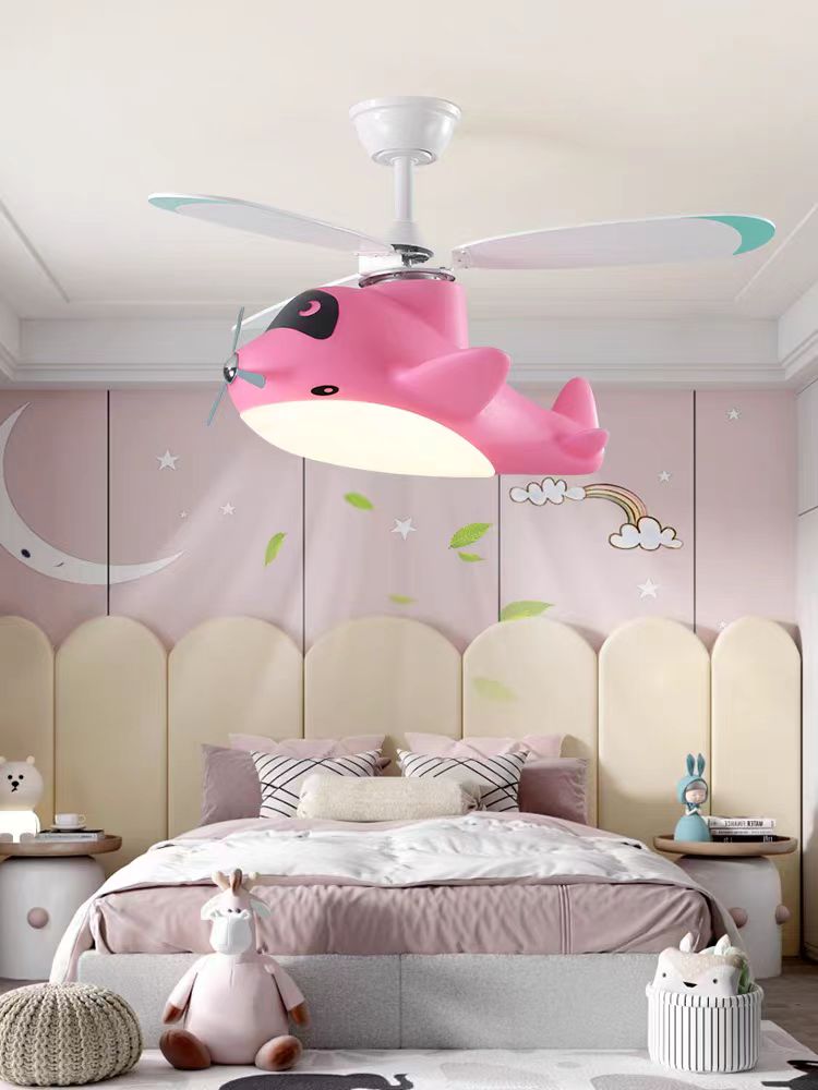 AUR-KID-661PK Pink Airplane Ceiling Light Fan for Kids Room