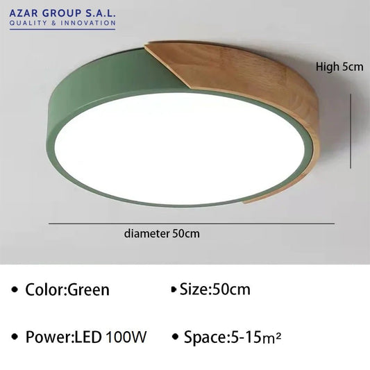 Green + Wood Macaron LED 50CM 100W Ceiling Light 4000K - Aura Lighting - Azar Group